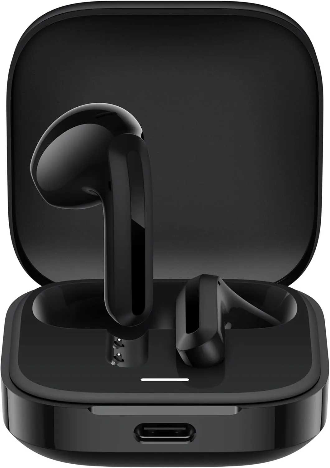 Xiaomi Redmi Buds 6 Active com estojo de carregamento na cor preta.