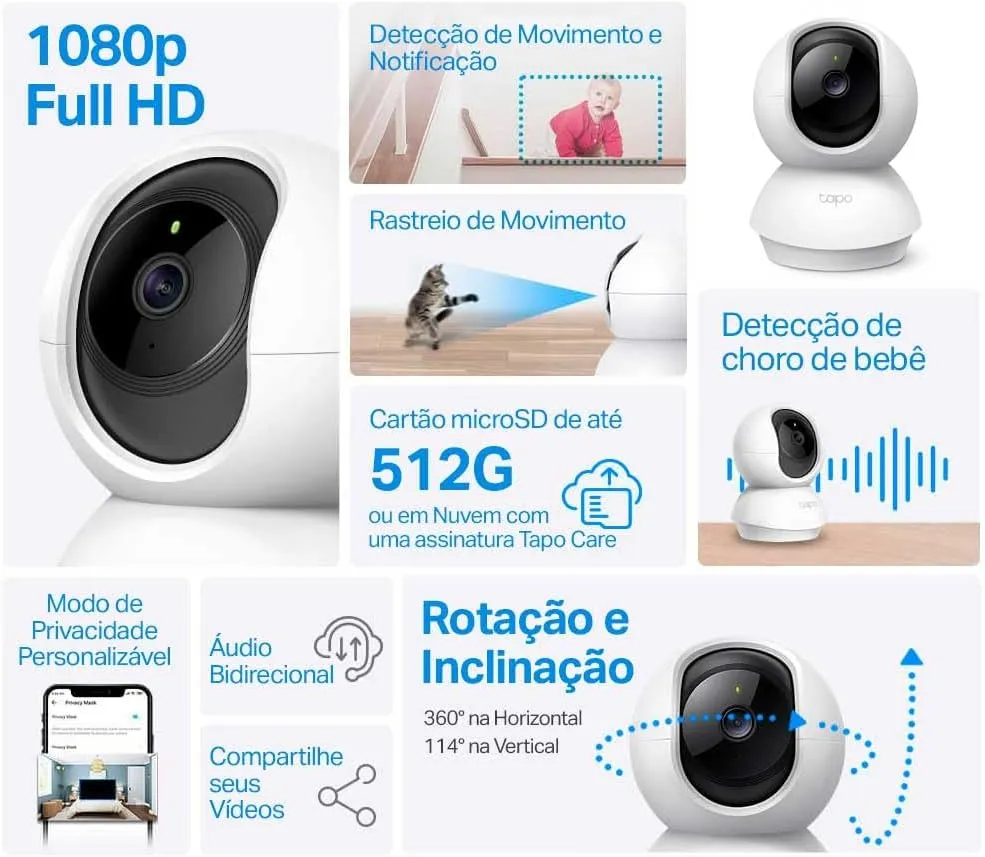 61PYJbQWGdL._AC_SL1000 TP-Link Tapo C200: segurança inteligente e acessível para sua casa